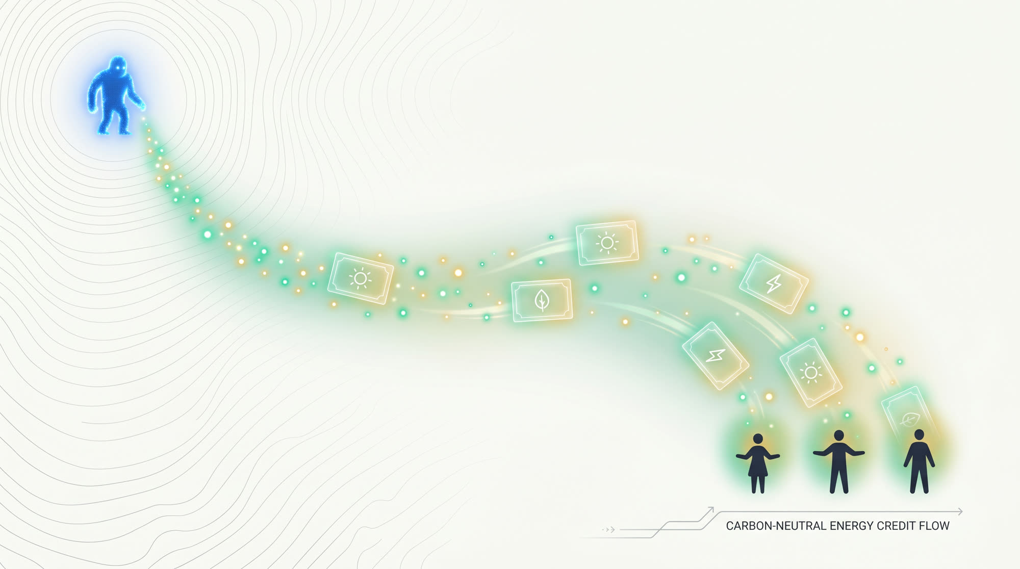 Diagram of clean energy flowing from Digital Giant to client sites